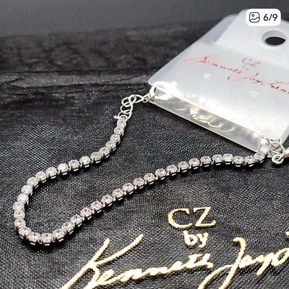 Kenneth Jay Lane Silver CZ Tennis Bracelet - Picture 6 of 7